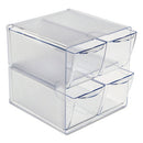 deflecto® wholesale. Stackable Cube Organizer, 4 Drawers, 6 X 7 1-8 X 6, Clear. HSD Wholesale: Janitorial Supplies, Breakroom Supplies, Office Supplies.