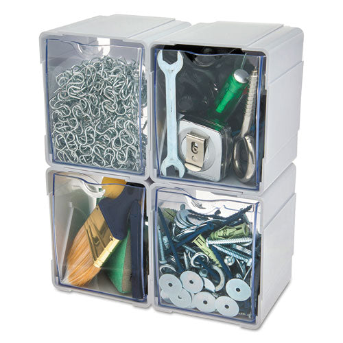 deflecto® wholesale. Tilt Bin Interlocking 4-bin Organizer, 4 5-8 X 4 7-8 X 5 1-2, White-clear. HSD Wholesale: Janitorial Supplies, Breakroom Supplies, Office Supplies.