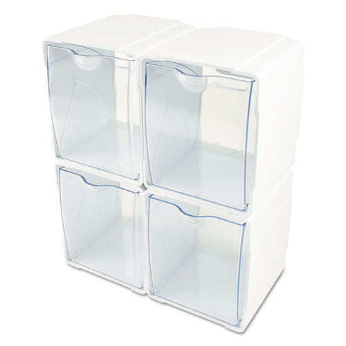 deflecto® wholesale. Tilt Bin Interlocking 4-bin Organizer, 4 5-8 X 4 7-8 X 5 1-2, White-clear. HSD Wholesale: Janitorial Supplies, Breakroom Supplies, Office Supplies.