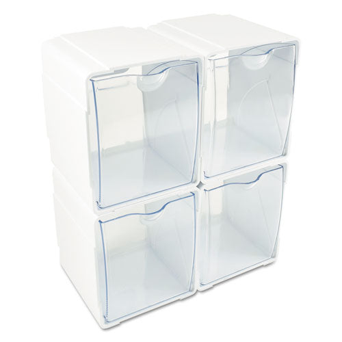 deflecto® wholesale. Tilt Bin Interlocking 4-bin Organizer, 4 5-8 X 4 7-8 X 5 1-2, White-clear. HSD Wholesale: Janitorial Supplies, Breakroom Supplies, Office Supplies.