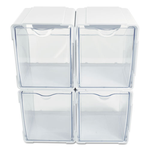 deflecto® wholesale. Tilt Bin Interlocking 4-bin Organizer, 4 5-8 X 4 7-8 X 5 1-2, White-clear. HSD Wholesale: Janitorial Supplies, Breakroom Supplies, Office Supplies.