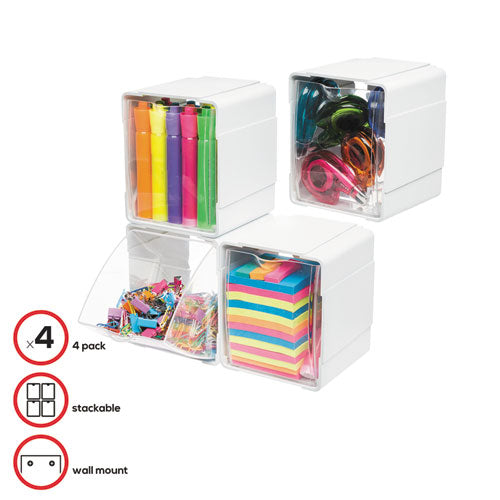 deflecto® wholesale. Tilt Bin Interlocking 4-bin Organizer, 4 5-8 X 4 7-8 X 5 1-2, White-clear. HSD Wholesale: Janitorial Supplies, Breakroom Supplies, Office Supplies.