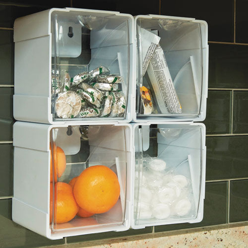 deflecto® wholesale. Tilt Bin Interlocking 4-bin Organizer, 4 5-8 X 4 7-8 X 5 1-2, White-clear. HSD Wholesale: Janitorial Supplies, Breakroom Supplies, Office Supplies.
