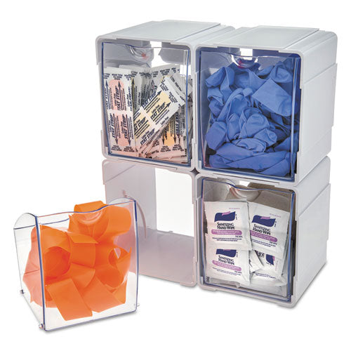 deflecto® wholesale. Tilt Bin Interlocking 4-bin Organizer, 4 5-8 X 4 7-8 X 5 1-2, White-clear. HSD Wholesale: Janitorial Supplies, Breakroom Supplies, Office Supplies.
