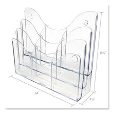 Load image into Gallery viewer, deflecto® wholesale. 3-tier Document Organizer W-6 Removable Dividers, 14w X 3.5d X 11.5h, Clear. HSD Wholesale: Janitorial Supplies, Breakroom Supplies, Office Supplies.