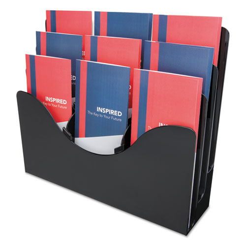 deflecto® wholesale. 3-tier Document Organizer W-6 Removable Dividers, 13.38w X 3.5d X 11.5h, Black. HSD Wholesale: Janitorial Supplies, Breakroom Supplies, Office Supplies.