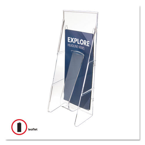 deflecto® wholesale. Stand-tall Wall-mount Literature Rack, Leaflet, 4.56w X 3.25d X 11.88h, Clear. HSD Wholesale: Janitorial Supplies, Breakroom Supplies, Office Supplies.