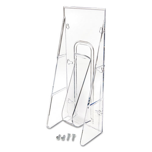 deflecto® wholesale. Stand-tall Wall-mount Literature Rack, Leaflet, 4.56w X 3.25d X 11.88h, Clear. HSD Wholesale: Janitorial Supplies, Breakroom Supplies, Office Supplies.