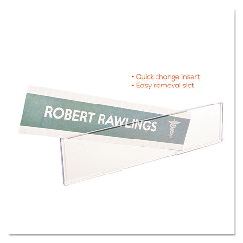 deflecto® wholesale. Superior Image Cubicle Nameplate Sign Holder, 8 1-2 X 2 Insert, Clear. HSD Wholesale: Janitorial Supplies, Breakroom Supplies, Office Supplies.