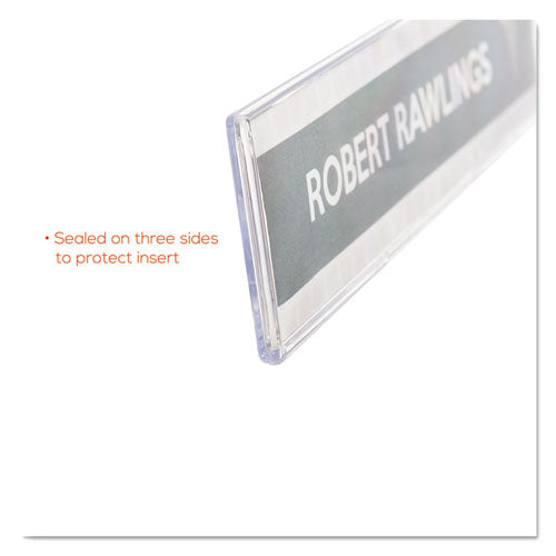 deflecto® wholesale. Superior Image Cubicle Nameplate Sign Holder, 8 1-2 X 2 Insert, Clear. HSD Wholesale: Janitorial Supplies, Breakroom Supplies, Office Supplies.