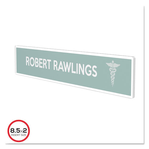 deflecto® wholesale. Superior Image Cubicle Nameplate Sign Holder, 8 1-2 X 2 Insert, Clear. HSD Wholesale: Janitorial Supplies, Breakroom Supplies, Office Supplies.