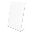 deflecto® wholesale. Superior Image Slanted Sign Holder, Portrait, 8 1-2 X 11 Insert, Clear. HSD Wholesale: Janitorial Supplies, Breakroom Supplies, Office Supplies.