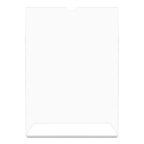 deflecto® wholesale. Superior Image Slanted Sign Holder, Portrait, 8 1-2 X 11 Insert, Clear. HSD Wholesale: Janitorial Supplies, Breakroom Supplies, Office Supplies.