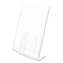 deflecto® wholesale. Superior Image Slanted Sign Holder With Front Pocket, 9w X 4.5d X 10.75h, Clear. HSD Wholesale: Janitorial Supplies, Breakroom Supplies, Office Supplies.