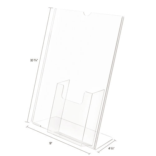 deflecto® wholesale. Superior Image Slanted Sign Holder With Front Pocket, 9w X 4.5d X 10.75h, Clear. HSD Wholesale: Janitorial Supplies, Breakroom Supplies, Office Supplies.
