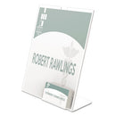 deflecto® wholesale. Superior Image Slanted Sign Holder With Business Card Holder, 8.5w X 4.5d X 11h, Clear. HSD Wholesale: Janitorial Supplies, Breakroom Supplies, Office Supplies.