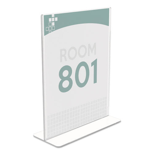 deflecto® wholesale. Superior Image Double Sided Sign Holder, 8 1-2 X 11 Insert, Clear. HSD Wholesale: Janitorial Supplies, Breakroom Supplies, Office Supplies.