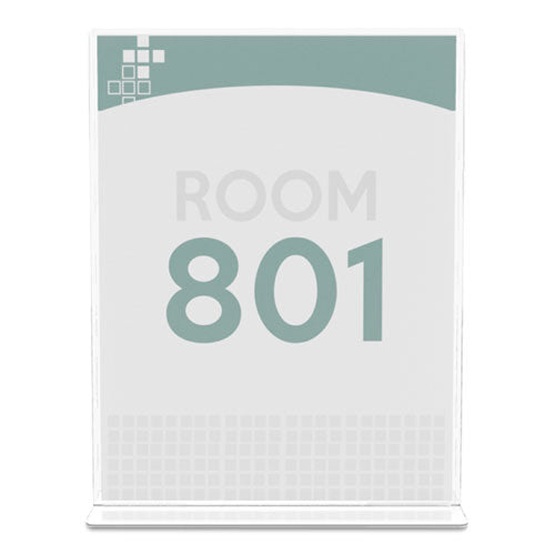 deflecto® wholesale. Superior Image Double Sided Sign Holder, 8 1-2 X 11 Insert, Clear. HSD Wholesale: Janitorial Supplies, Breakroom Supplies, Office Supplies.