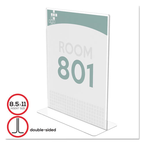 deflecto® wholesale. Superior Image Double Sided Sign Holder, 8 1-2 X 11 Insert, Clear. HSD Wholesale: Janitorial Supplies, Breakroom Supplies, Office Supplies.