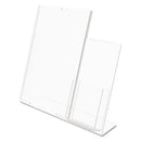 deflecto® wholesale. Superior Image Slanted Sign Holder With Side Pocket, 13.5w X 4.25d X 10.88h, Clear. HSD Wholesale: Janitorial Supplies, Breakroom Supplies, Office Supplies.