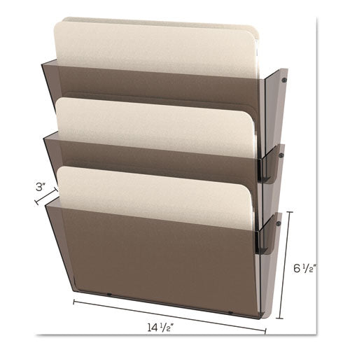 deflecto® wholesale. Unbreakable Docupocket 3-pocket Wall File, Letter, 14 1-2 X 3 X 6 1-2, Clear. HSD Wholesale: Janitorial Supplies, Breakroom Supplies, Office Supplies.