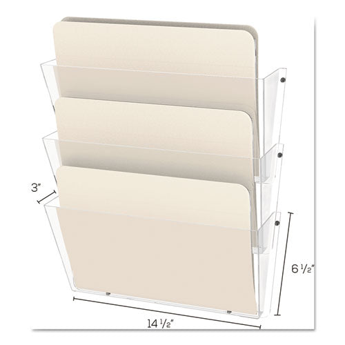 deflecto® wholesale. Unbreakable Docupocket 3-pocket Wall File, Letter, 14 1-2 X 3 X 6 1-2, Clear. HSD Wholesale: Janitorial Supplies, Breakroom Supplies, Office Supplies.