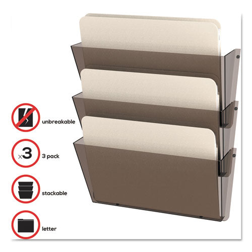 deflecto® wholesale. Unbreakable Docupocket 3-pocket Wall File, Letter, 14 1-2 X 3 X 6 1-2, Smoke. HSD Wholesale: Janitorial Supplies, Breakroom Supplies, Office Supplies.