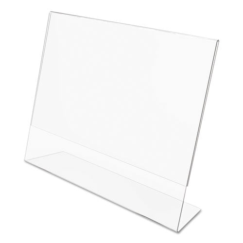 deflecto® wholesale. Classic Image Slanted Sign Holder, Landscaped, 11 X 8 1-2 Insert, Clear. HSD Wholesale: Janitorial Supplies, Breakroom Supplies, Office Supplies.