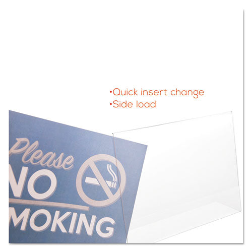 deflecto® wholesale. Classic Image Slanted Sign Holder, Landscaped, 11 X 8 1-2 Insert, Clear. HSD Wholesale: Janitorial Supplies, Breakroom Supplies, Office Supplies.