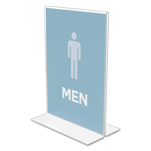 deflecto® wholesale. Classic Image Double-sided Sign Holder, 5 X 7 Insert, Clear. HSD Wholesale: Janitorial Supplies, Breakroom Supplies, Office Supplies.