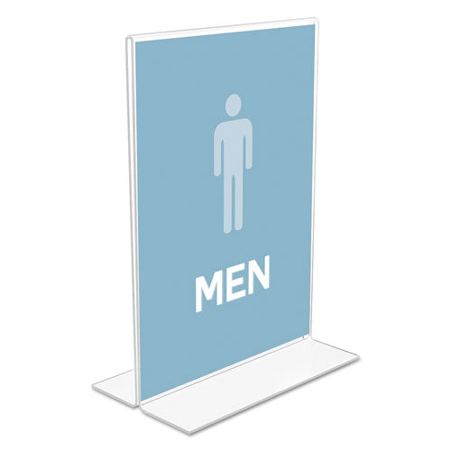 deflecto® wholesale. Classic Image Double-sided Sign Holder, 5 X 7 Insert, Clear. HSD Wholesale: Janitorial Supplies, Breakroom Supplies, Office Supplies.