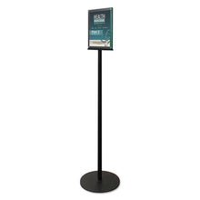 Load image into Gallery viewer, deflecto® wholesale. Double-sided Magnetic Sign Display, 8 1-2 X 11 Insert, 56&quot; Tall, Clear-black. HSD Wholesale: Janitorial Supplies, Breakroom Supplies, Office Supplies.