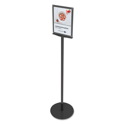 deflecto® wholesale. Double-sided Magnetic Sign Display, 8 1-2 X 11 Insert, 56" Tall, Clear-black. HSD Wholesale: Janitorial Supplies, Breakroom Supplies, Office Supplies.