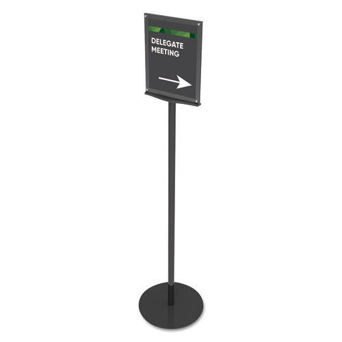 deflecto® wholesale. Double-sided Magnetic Sign Display, 8 1-2 X 11 Insert, 56" Tall, Clear-black. HSD Wholesale: Janitorial Supplies, Breakroom Supplies, Office Supplies.