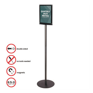 deflecto® wholesale. Double-sided Magnetic Sign Display, 8 1-2 X 11 Insert, 56" Tall, Clear-black. HSD Wholesale: Janitorial Supplies, Breakroom Supplies, Office Supplies.