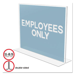 deflecto® wholesale. Classic Image Double-sided Sign Holder, 11 X 8 1-2 Insert, Clear. HSD Wholesale: Janitorial Supplies, Breakroom Supplies, Office Supplies.