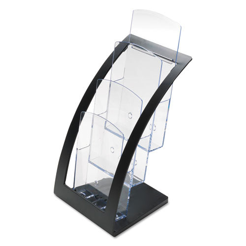 deflecto® wholesale. 3-tier Literature Holder, Leaflet Size, 6.75w X 6.94d X 13.31h, Black. HSD Wholesale: Janitorial Supplies, Breakroom Supplies, Office Supplies.