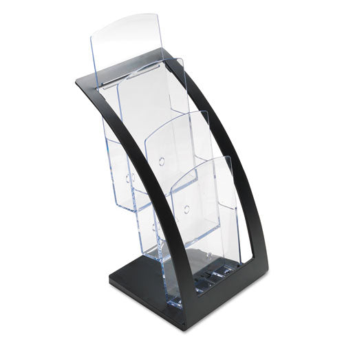 deflecto® wholesale. 3-tier Literature Holder, Leaflet Size, 6.75w X 6.94d X 13.31h, Black. HSD Wholesale: Janitorial Supplies, Breakroom Supplies, Office Supplies.