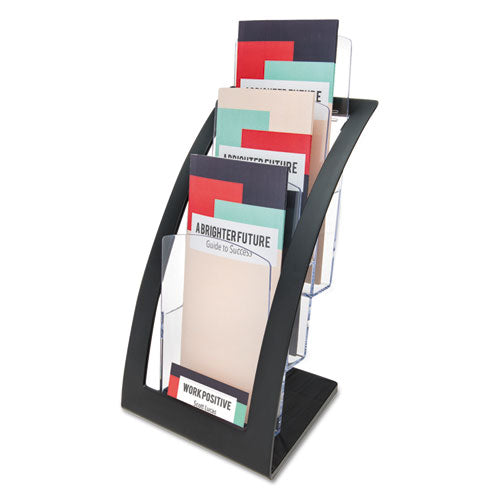 deflecto® wholesale. 3-tier Literature Holder, Leaflet Size, 6.75w X 6.94d X 13.31h, Black. HSD Wholesale: Janitorial Supplies, Breakroom Supplies, Office Supplies.