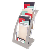 Load image into Gallery viewer, deflecto® wholesale. 3-tier Literature Holder, Leaflet Size, 6.75w X 6.94d X 13.31h, Silver. HSD Wholesale: Janitorial Supplies, Breakroom Supplies, Office Supplies.