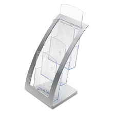 Load image into Gallery viewer, deflecto® wholesale. 3-tier Literature Holder, Leaflet Size, 6.75w X 6.94d X 13.31h, Silver. HSD Wholesale: Janitorial Supplies, Breakroom Supplies, Office Supplies.