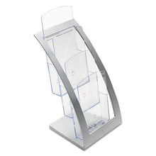 Load image into Gallery viewer, deflecto® wholesale. 3-tier Literature Holder, Leaflet Size, 6.75w X 6.94d X 13.31h, Silver. HSD Wholesale: Janitorial Supplies, Breakroom Supplies, Office Supplies.