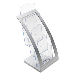 deflecto® wholesale. 3-tier Literature Holder, Leaflet Size, 6.75w X 6.94d X 13.31h, Silver. HSD Wholesale: Janitorial Supplies, Breakroom Supplies, Office Supplies.