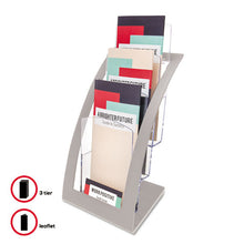 Load image into Gallery viewer, deflecto® wholesale. 3-tier Literature Holder, Leaflet Size, 6.75w X 6.94d X 13.31h, Silver. HSD Wholesale: Janitorial Supplies, Breakroom Supplies, Office Supplies.