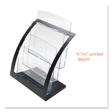 Load image into Gallery viewer, deflecto® wholesale. 3-tier Literature Holder, Leaflet Size, 11.25w X 6.94d X 13.31h, Black. HSD Wholesale: Janitorial Supplies, Breakroom Supplies, Office Supplies.