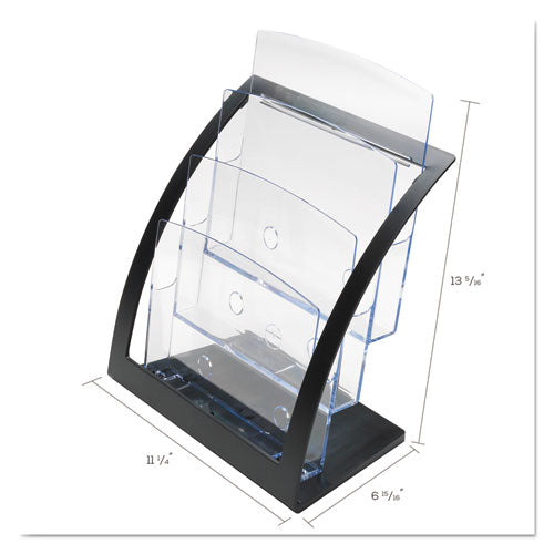 deflecto® wholesale. 3-tier Literature Holder, Leaflet Size, 11.25w X 6.94d X 13.31h, Black. HSD Wholesale: Janitorial Supplies, Breakroom Supplies, Office Supplies.