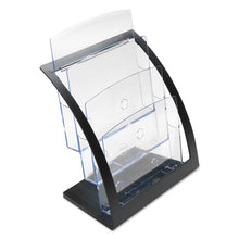 Load image into Gallery viewer, deflecto® wholesale. 3-tier Literature Holder, Leaflet Size, 11.25w X 6.94d X 13.31h, Black. HSD Wholesale: Janitorial Supplies, Breakroom Supplies, Office Supplies.