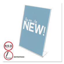 Load image into Gallery viewer, deflecto® wholesale. Classic Image Slanted Sign Holder, Portrait, 8 1-2 X 11 Insert, Clear. HSD Wholesale: Janitorial Supplies, Breakroom Supplies, Office Supplies.