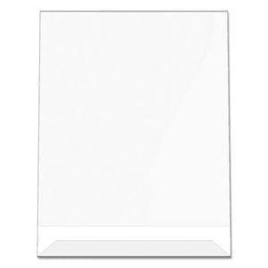 deflecto® wholesale. Classic Image Slanted Sign Holder, Portrait, 8 1-2 X 11 Insert, Clear. HSD Wholesale: Janitorial Supplies, Breakroom Supplies, Office Supplies.