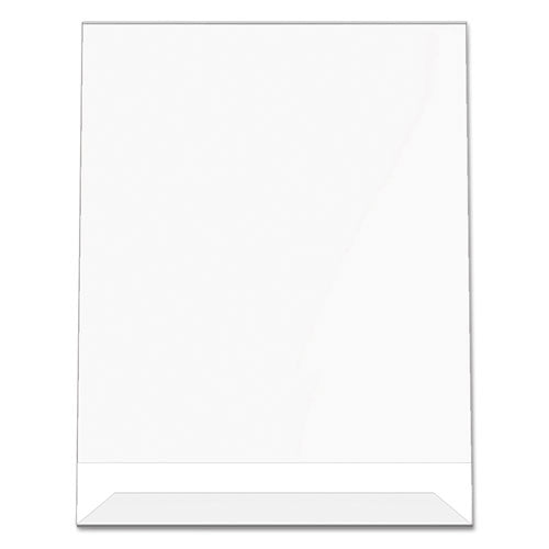 deflecto® wholesale. Classic Image Slanted Sign Holder, Portrait, 8 1-2 X 11 Insert, Clear. HSD Wholesale: Janitorial Supplies, Breakroom Supplies, Office Supplies.